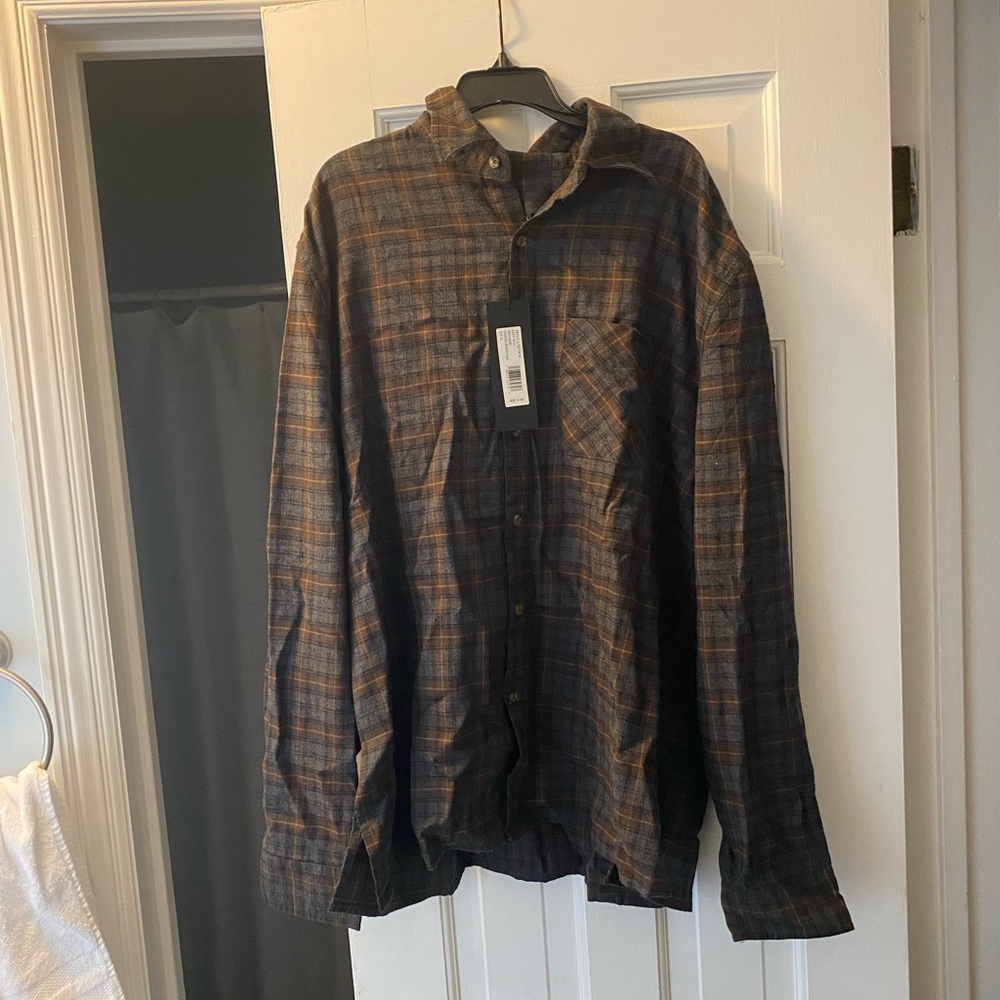 Nili Lotan XL Men’s Plaid Button Up Light Flannel Shirt NWOT